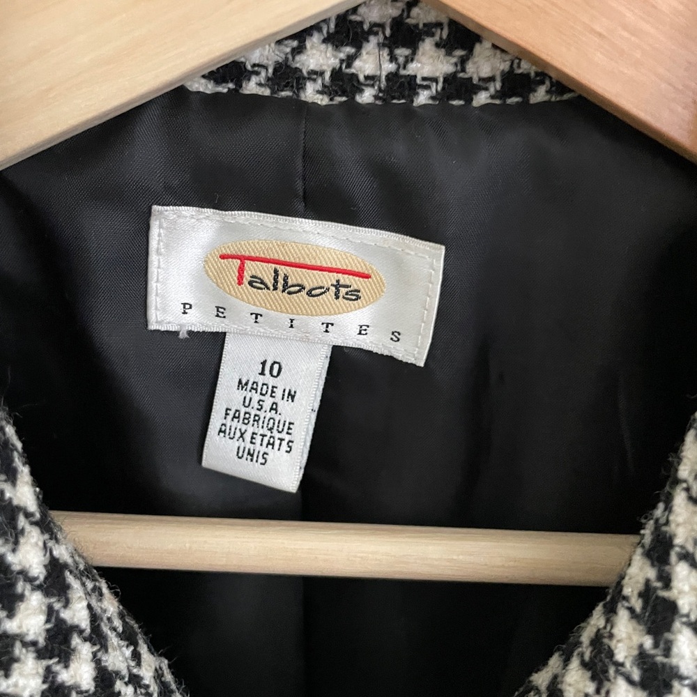 Talbots Black White Houndstooth Checked Wool Jack… - image 5